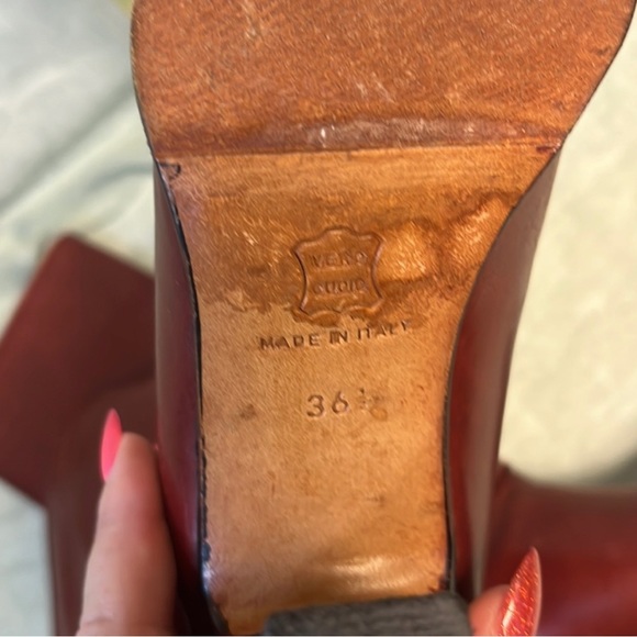 Pasquale Di Fabrizio Vero Cuoio Red Leather Vintage 70s Heeled Boots | 36.5 - Picture 13 of 16